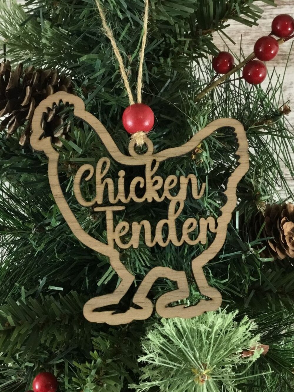 Chicken Tenders Wood Chicken Christmas Ornament